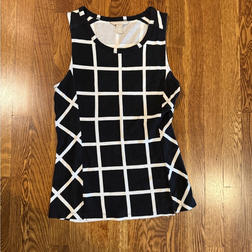 Banana Republic Black and White Checkered Tank Top